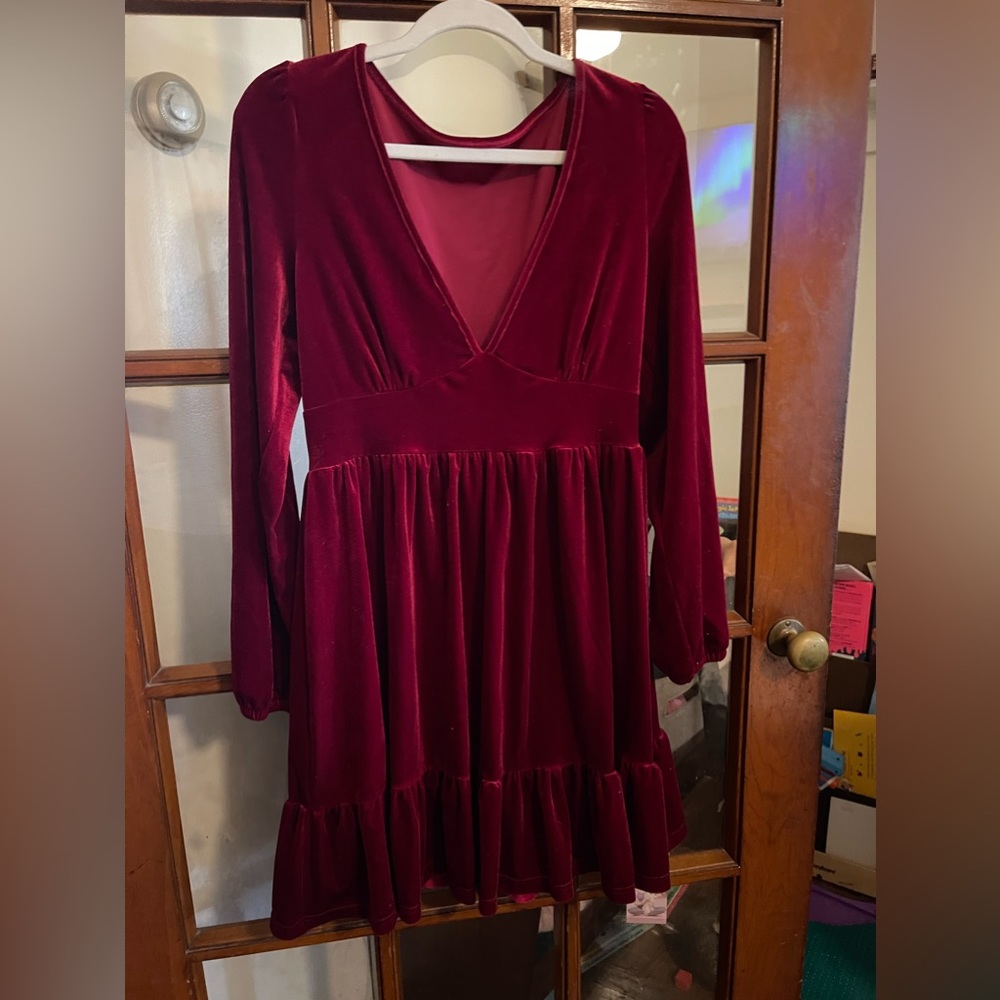 NWT HALARA Red Velvet Dress